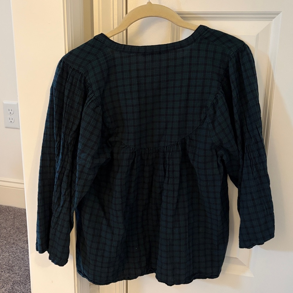 Madewell Navy Plaid Blouse - Picture 4 of 5